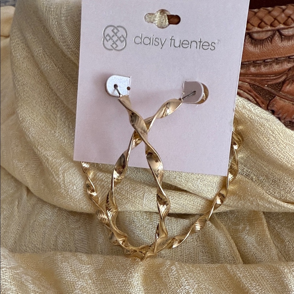 Daisy Fuentes Twisted Goldtone Hoop Earrings
